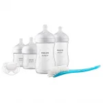 PHILIPS AVENT Комплект за новородено с 4 шишета за хранене Natural Response с биберони без протичане, залъгалка Ultra Soft и четка за почистване
