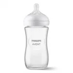 PHILIPS AVENT Стъклено шише за хранене Natural Response 240 мл с биберон без протичане Natural Response Поток 3, 1м+