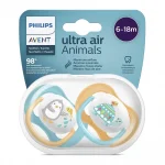 PHILIPS AVENT 2 бр. ортодонтични залъгалки Ultra Air Happy 0-6м с декорация Пеперуда и Надпис Love в кутия за стерилизиране