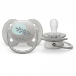 PHILIPS AVENT Комплект от 2 бр. ортодонтични залъгалки Ultra Soft 6-18м, сини с декорация Пиле и Перо, в кутия за стерилизиране