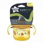 TOMMEE TIPPEE  Неразливаща се чаша с мек накрайник и с дръжки SuperStar Weaning Sippee Cup, с антибактериално покритие Bacshield, 190 мл, 4м+, жълта