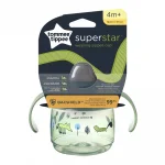 TOMMEE TIPPEE Неразливаща се чаша с мек накрайник и с дръжки SuperStar Weaning Sippee Cup, с антибактериално покритие Bacshield, 190 мл, 4м+, зелена
