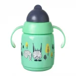 TOMMEE TIPPEE Неразливаща се чаша със сламка и с дръжки SuperStar Trainer Straw Cup, с антибактериално покритие Bacshield, 300 мл, 6м+, зелена