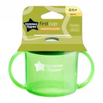 TOMMEE TIPPEE  Първа чаша с дръжки и прибиращ се твърд накрайник със свободен поток Tommee Tippee First Cup, 190 мл, 4м+, зелен цвят