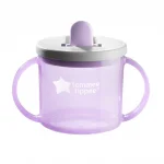 TOMMEE TIPPEE Първа чаша с дръжки и прибиращ се твърд накрайник със свободен поток Tommee Tippee First Cup, 190 мл, 4м+, лилав цвят