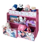 GINGER Органайзер за играчки и книжки, детска етажерка с 9 текстилни коша за съхранение - Super girl