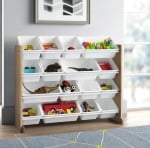 GINGER Детски дървен органайзер голям, за съхранение на играчки и книжки, етажерка за детска стая, секция - Wood/White 
