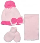 ALIAP Шал,шапка и ръкавици "Панделка" розова