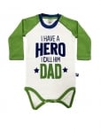 RACH Бебешко боди с дълъг ръкав Hero Dad - зелено/бежово