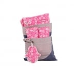 MINENE Облегалка за количка с протектори за колани - розово/бели цветя