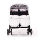LORELLI Детска количка за близнаци Twin + чанта - Grey&Black Cross