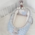 JAJUBABY Бебешко гнездо Babynest - Blue Star Grey