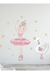 Комплект стикери за стена - розова балерина