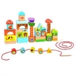 TOOKY TOY Дървена игра за низане с кубчета - Forest