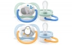 PHILIPS AVENT Ортодонтични залъгалки Ultra Air Happy + стерилизаторна кутия (0-6м.) - слон/пингвин (2бр./оп.)