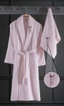 Дамски халат с кърпа - розово