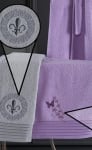 Дамски халат с кърпа - лилаво