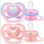 PHILIPS AVENT Ортодонтични залъгалки Ultra Air + стерилизаторна кутия 2бр. (0-6м.) - елен и бухал