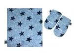 MINENE Комплект шал с ръкавици - синьо на звезди