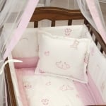 TAHTEREVALLI Бебешко Легло-Люлка OSCAR - бяла конструкция с розов текстил
