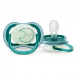 PHILIPS AVENT 2 бр. светещи в тъмното ортодонтични залъгалки Ultra Air Night 6-18м, сини с декорация Звезда и Луна, в кутия за стерилизиране и пренасяне