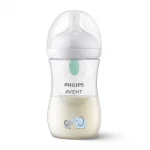 PHILIPS AVENT Шише за хранене Natural Response с клапа AirFree 260 мл с биберон без протичане Natural Response Поток 3, с картинкa Слончета, 1м+,