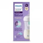 PHILIPS AVENT Шише за хранене Natural Response с клапа AirFree 260 мл с биберон без протичане Natural Response Поток 3, с картинкa Слончета, 1м+,